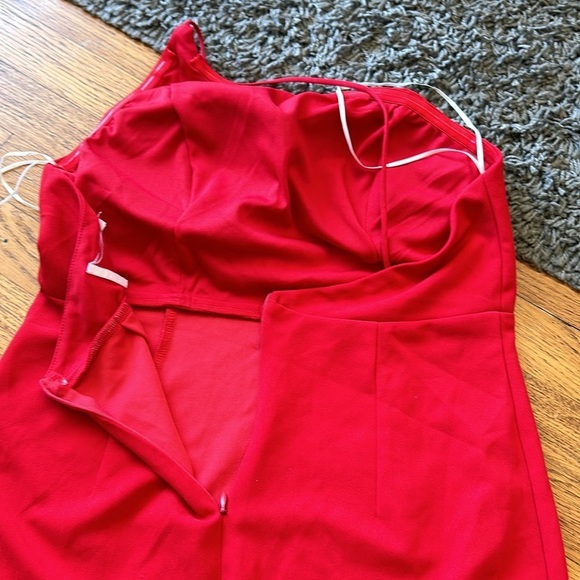 NWOT Princess Polly Priya Red One Shoulder Strap Slit Mini Dress Size 8 - Picture 9 of 15
